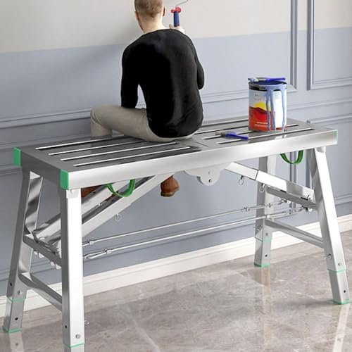 Torre de andamio telescópica multiusos, plataforma de trabajo plegable con marca CE, 160 cm, con escalones antideslizantes y bolsa de almacenamiento portátil para uso en múltiples superficies (tamaño