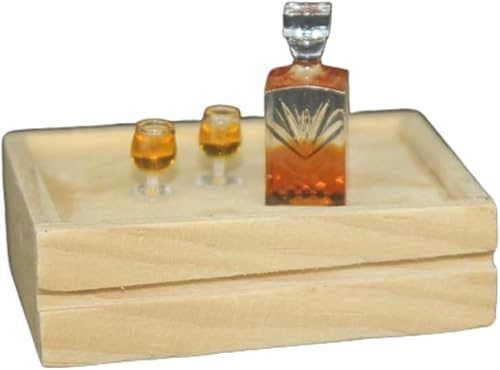 Un set di squisite mini bottiglie di vino da whisky, accessori in miniatura per casa delle bambole, in scala 1:12, decorazione comoda e bella, decorazione per casa delle bambole (senza vassoio)