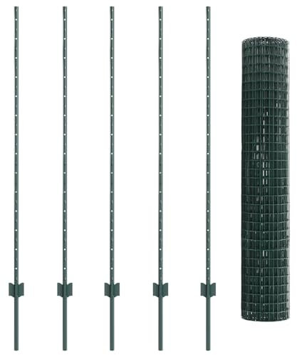 vidaXL Euro Staket med Stöd 10 x 1,4 m PVC-belagda stål Grön Mesh