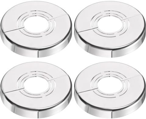sourcing map Wall Split Flange, 4 Pcs 62x10 mm - Cuttable ABS Round Escutcheon Plate Cover Buckle, Shower Arm Flange for 20/25/33mm(0.8/1.0/1.3 Inch) Water Pipe Faucet Decoration (Silver)
