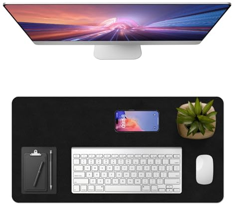Vicwe Schreibtischunterlage, 80 x 40 cm Wasserdichte Schreibtischunterlage aus PVC-Leder, Multifunktionales Office Mousepad Laptop Schreibunterlage, Tisch-Schutz Unterlage für Büro/Home(Schwarz)