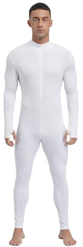 Yihuimin Balettans gymnastikdräkt för män långärmad sportdräkt fitness bodysuit, Vit, L