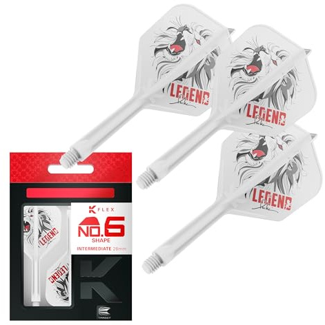 Target Japan K Flex Sistema de Plumas y Astillas para Dardos, No.6 | Paquete de 3 Kflex All In One Flight, Blanco Accesorios para Dardos Paul LIM | Varilla para Dardos K-Flex – Intermedio (26mm)