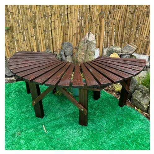 BZJPRFC Banco De Madera Semicircular For Árbol, Asiento De Jardín Al Aire Libre, Banco Curvo Sin Respaldo For Decoración De Patio, Parque Y Césped, Forma Extensible