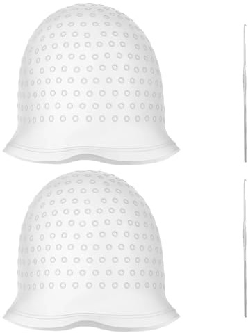 Strähnchenhaube Set, 2x Strähnchenhaube und 2x Stahlspitzen für präzise Strähnchen, Haarfärbe Zubehör für einfache Anwendung, perfektes Strähnchen Set für professionelle Ergebnisse