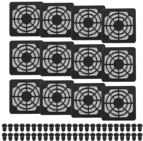 PATIKIL 50mm Fan Filter Grill, 12 Pcs Plastic Ventilation Dustproof Grill Covers Cooling Ventilator with Screws for Industry Workshop Computer Case Refrigerators Air Conditioning, Black