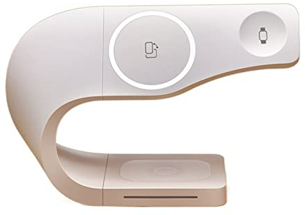 Caricabatterie senza fili Caricabatterie wireless magnetico Stand 15W Induzione universale IP14 Dock di ricarica rapida for auricolari orologio telefono(White)