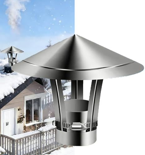 Cappello da Camino in Acciaio Inox 50 110 150 200 300 mm Comignolo Stufa a Pellet, Comignolo Antivento per Esterni, Canna Fumaria Camino Cappello, Per Condotti di Stufe E Camini(200mm/7.87in)