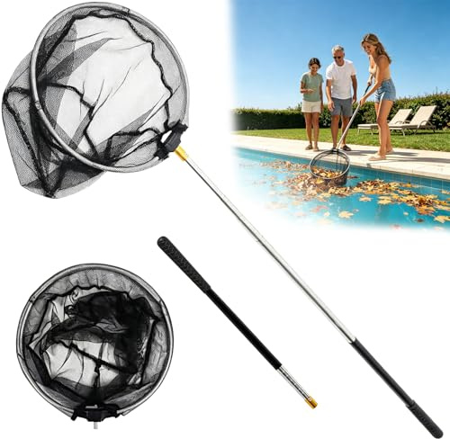 Forhandy Pool Kescher, 173cm Kescher Angeln Teichkescher, Feinmaschiger TeichKescher mit Teleskopstange für Algen, Schwimmbad, Gartenteich Reinigung