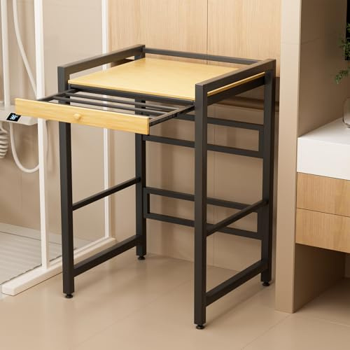 GizmoSynth Over Washer Dryer Shelf Storage Rack, Washing Machine Stand Countertop Organizer, Laundry Storage Topper Cabinet for Tumble Dryers Drum Machine (Wooden Color)