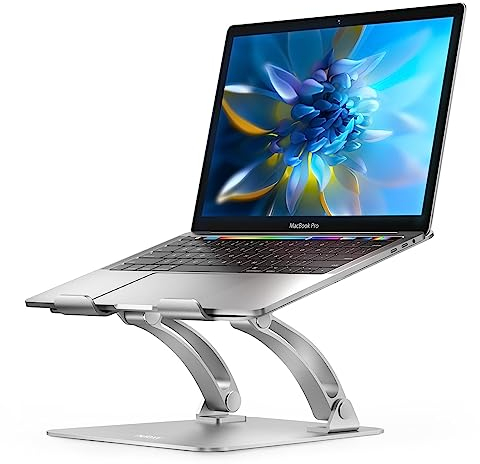 Nulaxy Laptop Ständer, Höhenverstellbarer Belüfteter Laptop Halterung, Aluminium Notebook Ständer Kompatibel mit alle 10-17 Notebooks: MacBook Pro/Air, Dell, Samsung, Acer und Huawei - Silber