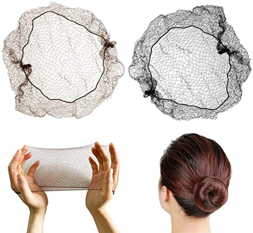 Clyhon 80PCS Filet à Cheveux Filets Invisibles Cheveux Filets Filet Chignon Invisible Élastique pour Cheveux Maille de Bord Élastique pour Perruque et Fixation de Cheveux Femmes (Noir et Brun Foncé）