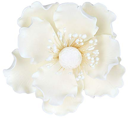O'Creme Gumpaste Anemone Flower Set of 3 White - Edible Flowers for Cake Decorating - Sugar Paste Flower Decorations for Cakes, Cupcake Toppers - Birthday Party, Wedding, Valentines Day, Baby Shower