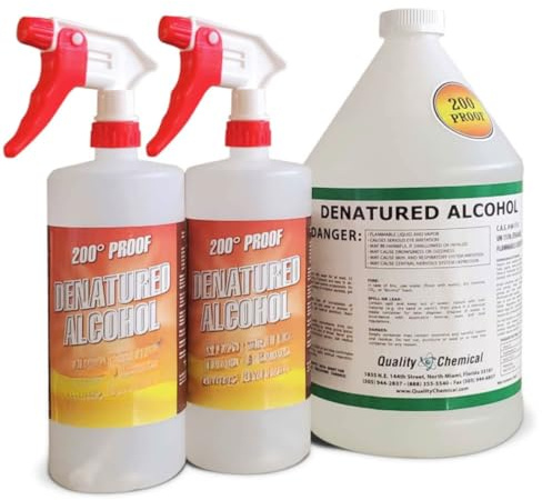 Quality Chemical Denatured Alcohol 200-Proof Ethyl Alcohol - For Cleaning, 1 Gallon Combo (128 oz.)
