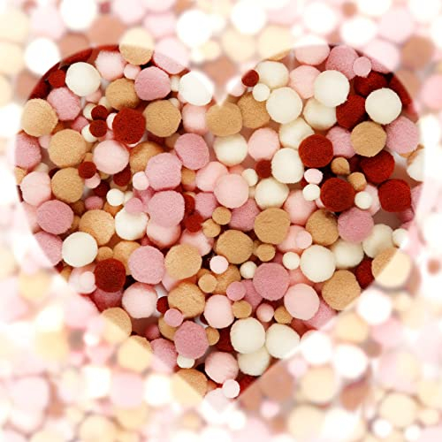 Lulubug Pompons zum Basteln, 500 Stück | 1cm & 2cm, Filzoptik | Hochwertige Farben, verschließbarer Zipper | Bälle zum Basteln für Kinder und Erwachsene, DIY, Nähen | Boho