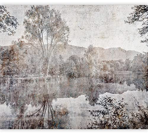 murando Fotomurales autoadhesivos Concreto 392x280 cm Papel Pintado coración Pared Murales Pegatina corativos adhesivos 3d Fotográfico horizonte lago Bosque Paisaje c-C-10023-a-a