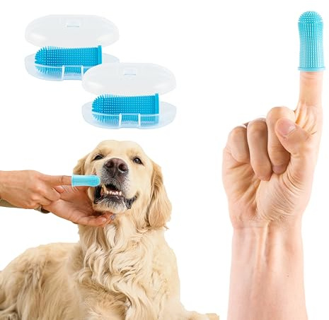 Animal House - Juego de 2 cepillos de dientes de silicona para perros - Cuidado dental avanzado para tu fiel amigo - Ideal para perros pequeños - Dedal para una limpieza eficaz de los dientes