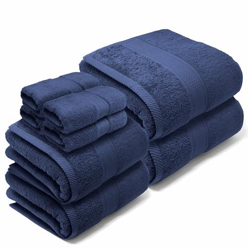 LEBENGOOD Set di Asciugamani Bagno 4 Lavette 30x30, 2 Asciugamani Ospiti/Bidet 50x90, 2 Teli Bagno 70x140 – Asciugamani Doccia Grandi in Cotone 100% Morbidi e Assorbenti, Certificati OEKO-TEX