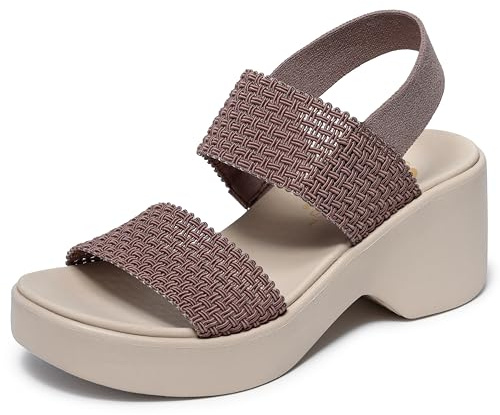 Skechers Cali Day, Sandali con Zeppa Donna, Marrone, 41 EU