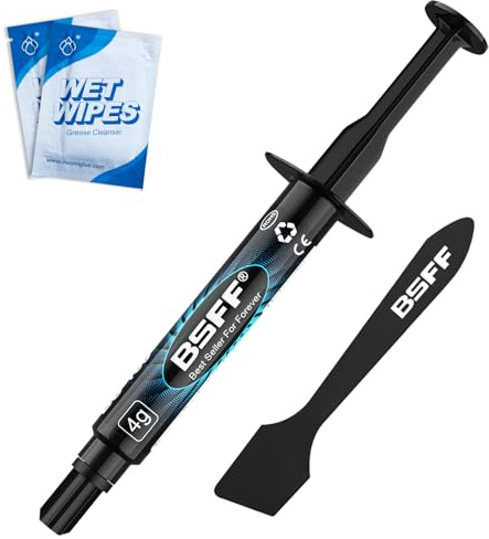 BSFF Pâte Thermique avec Toolkit de pâte pour CPU, pâte Thermique pour dissipateur Thermique pour IC/Processeur/CPU/Tout Refroidisseur, Haute Performance à Base de Carbone 4g