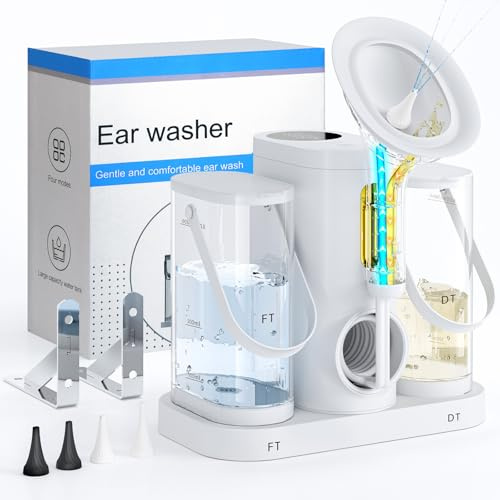 Morfone Ohrenschmalz Entferner, Elektrischer Ohrenreiniger, ohrreiniger für erwachsene Mit 4 Druckmodi, IPX6 Wasserdicht ohrenspülung, ohrendusche für Erwachsene Kinde, Weiß