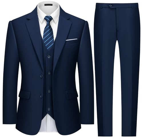 MAGE MALE Mens 2 Button 3-Piece Suits Slim Fit Tuxedo Set Wedding Business