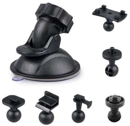 Support pour caméra embarquée - Ventouse pour angle de 360 degrés - Adaptateur 6 types pour caméra embarquée DVR - Caméscope GPS