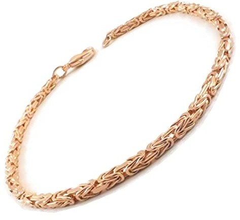 Tendenzalia Bizantiner Königsarmband quadratisch original italienische Kette 18kt rosé vergoldet 2,4mm breit Länge 18cm