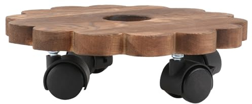 Homoyoyo Support pour Pot de Fleurs Mobile en Bois Massif Plateau Roulant 4 roulettes Multidirectionnelles Diamètre 20 CM Palette pour Jardinière d'Intérieur et Extérieur