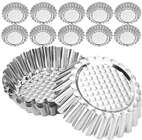 TOPPERFUN 20 pièces Moules à Tarte Miniatures Acier Inoxydable Moules Antiadhésifs pour Tartes Cupcakes et Puddings pour Petites Portions et Pâtisseries