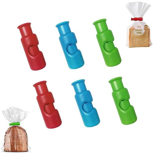 6 Pcs Food Bag Clips, Reusable Plastic Food Sealing Clip, Durable Bread and Chip Clips for Grocery Bags, Fruit, and Vegetable Storage, Easy Press to Close Bag Sealers for Kitchen Use
