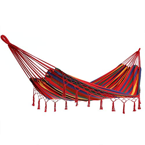 Detex Hamac à Franges Charge maximale 300 kg Respirant résistant aux intempéries Jardin Intérieur Rouge