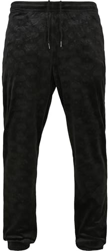 Southpole Herr AOP velour byxor, herr joggingbyxor av sammetsmaterial i 2 olika färger, storlekar S till XXL, svart, M