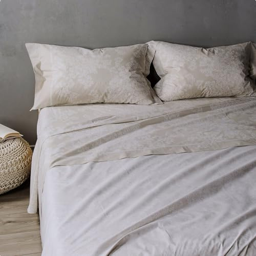 Caleffi Completo Lenzuola Matrimoniali in 100% Cotone Art. Aurora - Col. Tortora