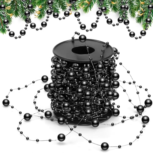 Pangda 65.6Ft Pearl Beads Garland String Christmas Wedding Party,Black