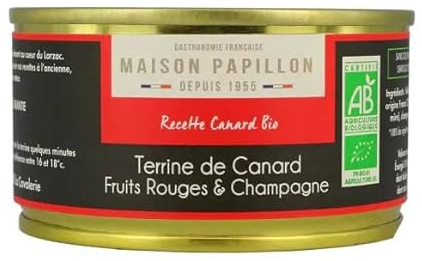Maison Papillon Artisan Charcutier - Organic Duck Terrine with Red Fruits & Champagne/Bio-Ententerrine mit roten Früchten und Champagner - 2 x 130gr Dose