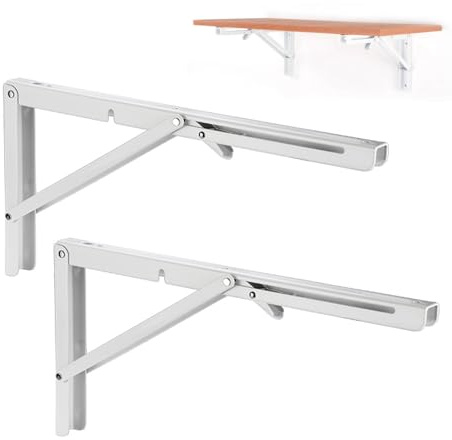 tow000ack 2x Schwerlast Klappkonsole Regalhalterungen Eisen Klappwinkel 90 Grad Regalträger Metall Regalhalter Wandmontage Regalwinkel für Tischplatten Wandtisch,mit Schrauben,Weiß (500mm)
