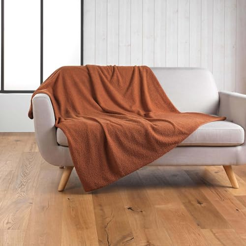 douceur d'intérieur, Pläd (180 x 220 cm) Wooly Terracotta, enfärgad boll