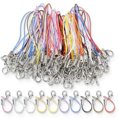 Lanière de dragonne à main,100 Pièces Sangle Cordon Téléphone,Cordon avec Dragonne, Dragonne Telephone Portable,lanières de dragonne pour téléphone portable Caméra Clé USB Portefeuille,10 couleurs