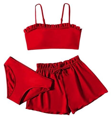 JokeLomple 3 Stück Bikini Set Mädchen - Kinder Blumen Print Schwimmanzug Langarm Rash Guard Set Strandrock Stretch Swimsuit Kostüm SurfenBademode 8-12 Jahre Sommer Strand Schwimmen Kostüm 8-12 Jahre