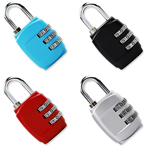 4 Pieces Luggage Locks,Suitcase Locks,Suitcase Padlocks,Combination Padlocks 3 Digit Combination Padlock Codes with Alloy Body for Gym Lockers Travel Bag Suit Case Fence Gate Shed Garage Bike Locks