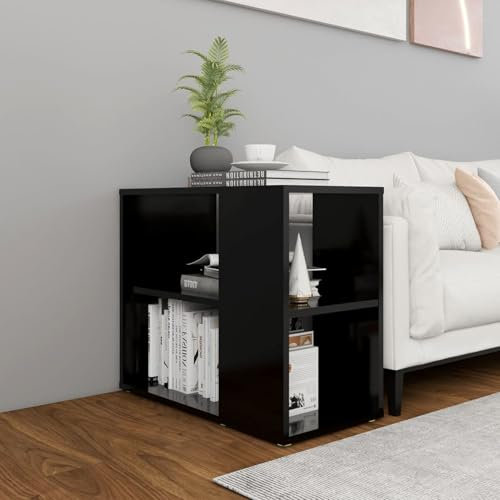 Somanki Beistelltisch, Tabletttisch, Blumenhocker, Nachttisch, Couchtisch, Wohnzimmer, Nightstand, Schwarz 60x30x50 cm Spanplatte