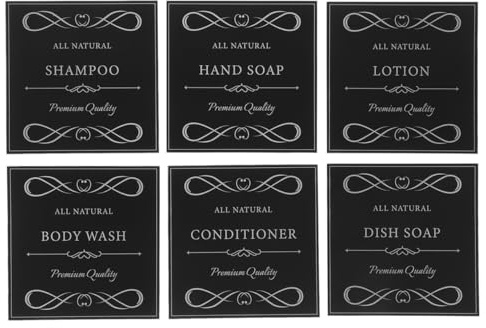Alipis Étiquettes Imperméables Pour Bouteilles De Savon À Main Et Distributeurs De Shampooing Lot De 6 Feuilles D'Autocollants Étanches Faciles À Appliquer Et Retirer Pour Organisation Salle De Bain