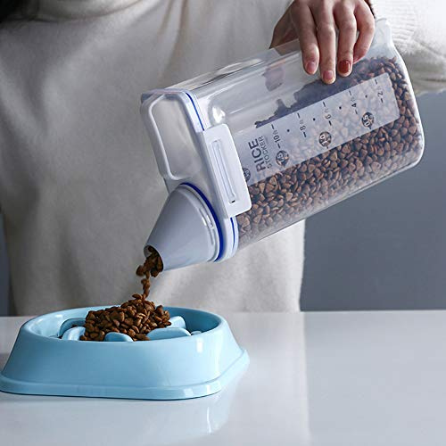 Tbest Récipient doseur hermétique pour croquette pour chat - Seau de stockage alimentaire étanche à l'humidité avec tasse à mesurer pour chien et chat