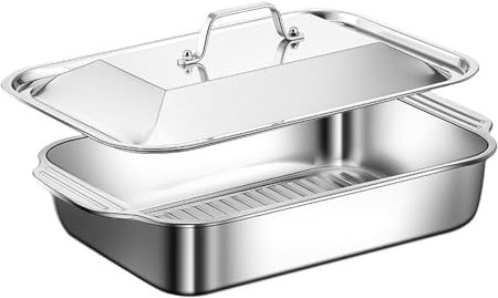 Pratico vassoio quadrato in acciaio inox elegante argento piatto da portata lavabile in lavastoviglie per uso in cucina