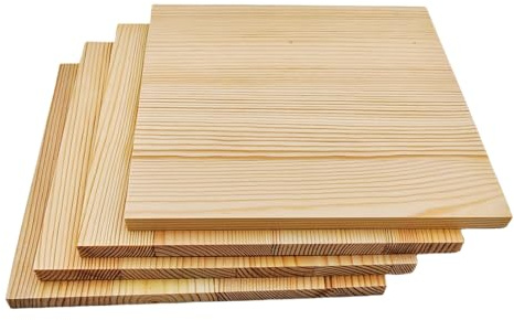 4PCS Unfinished Wood Square Blocks for Crafts, 20x20x1cm Blank Wooden Squares Pine Wood Boards for Wood Carving,DIY Coasters,Painting & Burning