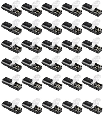 Asyduey Conector Enchufable de Cable Doble con Hebilla de Bloqueo (Paquete de 30)