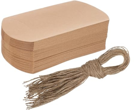 STOBAZA Almohada y Portátiles de Papel Kraft Marrón para Dulces 50 Cajas Fáciles de Montar con Cuerda Decorativa Estilo Vintage de Boda y Fiestas