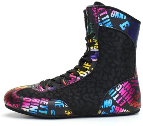FJJLOVE Scarpe da Boxe per Uomini e Donne, con Lacci, Leggere, in Rete, Unisex, Alte, Stivaletti per Fitness e Wrestling.,Viola,41 EU
