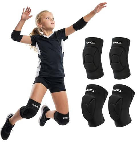 Volleyboll knäskydd armbågsskydd barn ungdomar kompressionsstödbandage med förtjockad stoppning andas lätt skyddsutrustning för basketringar fotboll snowboard dans L